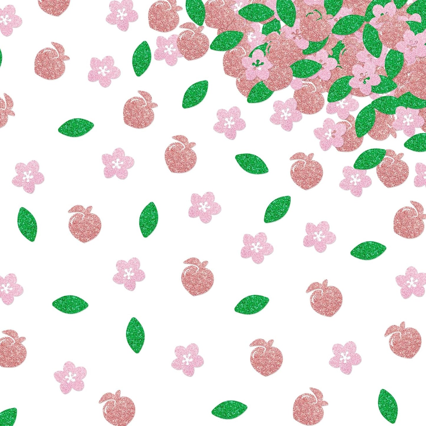 120pcs Peach Confetti, Fruit Table Confetti, Pink Glitter Sweet As a Peach Table Decoration, Summer Fruit Themed Birthday/Baby Shower Party Supplies