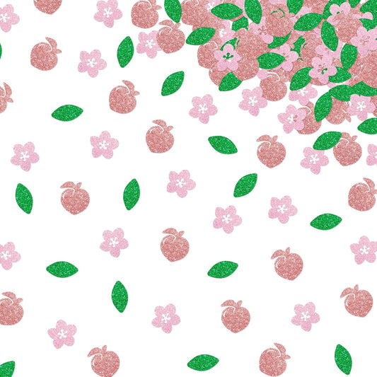 120pcs Peach Confetti, Fruit Table Confetti, Pink Glitter Sweet As a Peach Table Decoration, Summer Fruit Themed Birthday/Baby Shower Party Supplies