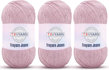 60% Cotton 40% Acrylic Crochet Bulk Yarn - Light Pink, Soft Fine/Sport Yarn for Crocheting/Knitting - Ideal for Amigurumi Dolls and Baby Garments