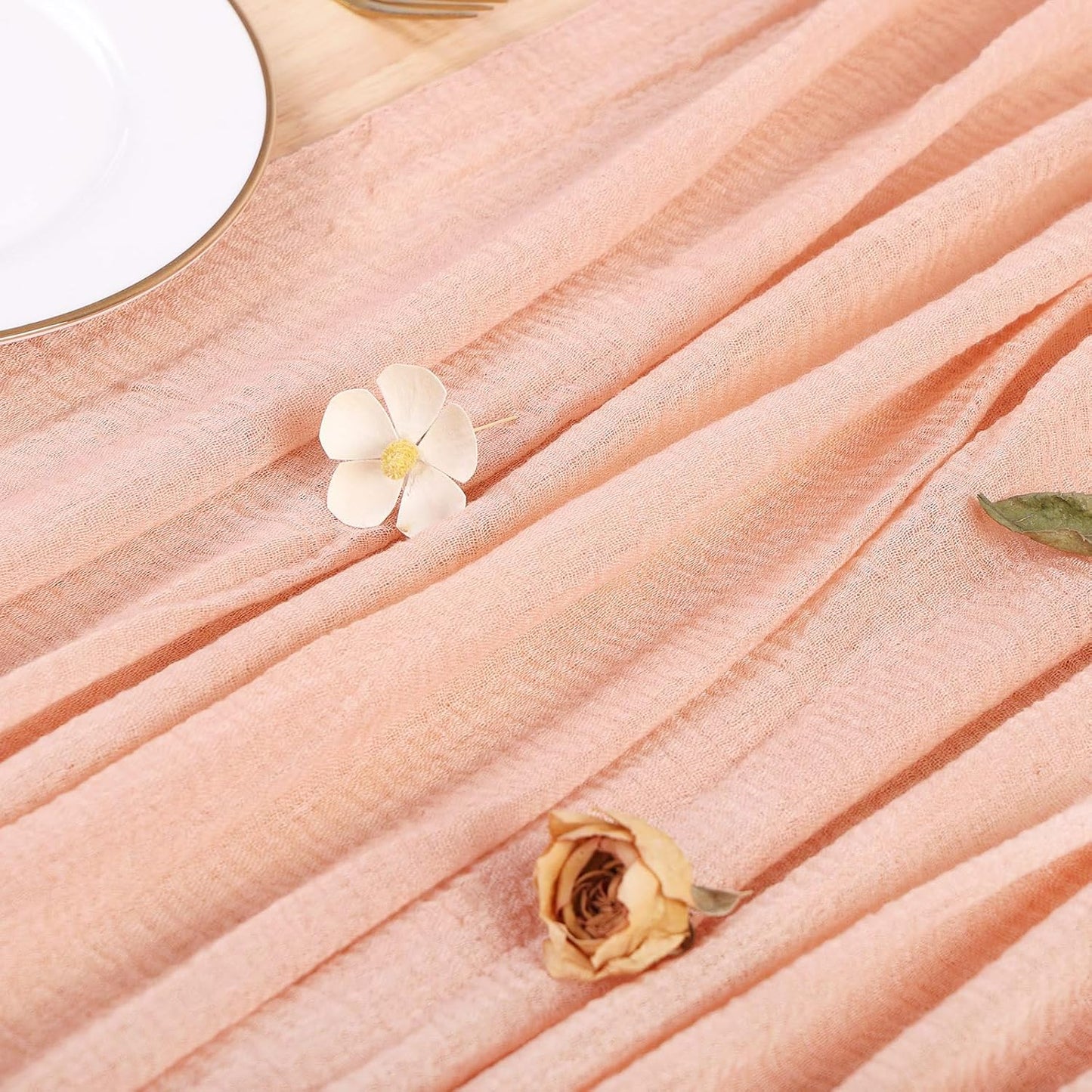13ft Peach Cheesecloth Table Runner for Wedding Baby Bridal Shower Party 35x157 Inches Boho Gauze Cheese Cloth Table Runner Spring Summer Home Decorations