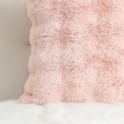 linmopm Excluding Insert Faux Rabbit Fur Bubble Pack of 2 Throw Pillow Cover Double Side 12x20 Inch Pink Thick Plush Dense Fuzzy Decorative Cushion Covers for Couch Bedroom