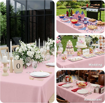 Fixwal 6 Pack Pink 70 x 120 Inch Rectangle Tablecloths, Reusable Heavy Duty Washable Polyester Table Covers, Stain and Wrinkle Resistant for 6-8 Ft Tables, Baby Shower, Birthday, Wedding, Party