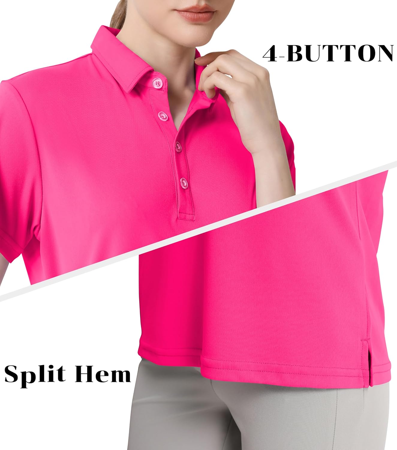 Women's Polo Shirts UPF 50+ Casual Sun Protection Work Quick Dry 4 Buttons Short Sleeve Collared Golf Shirt XS-3XL