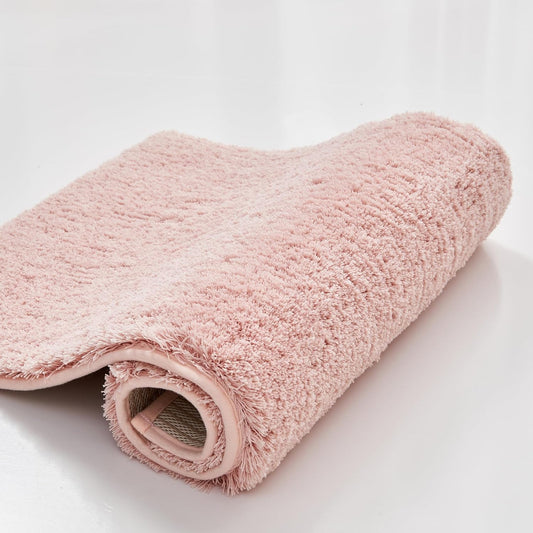 CozeCube Upgraded Shaggy Bath mat for Bathroom Non Slip 20" X 32", Super Soft Quick Dry Bath Rugs, Fluffy Plush Bathroom Rugs Machine Washable, Dusty Pink