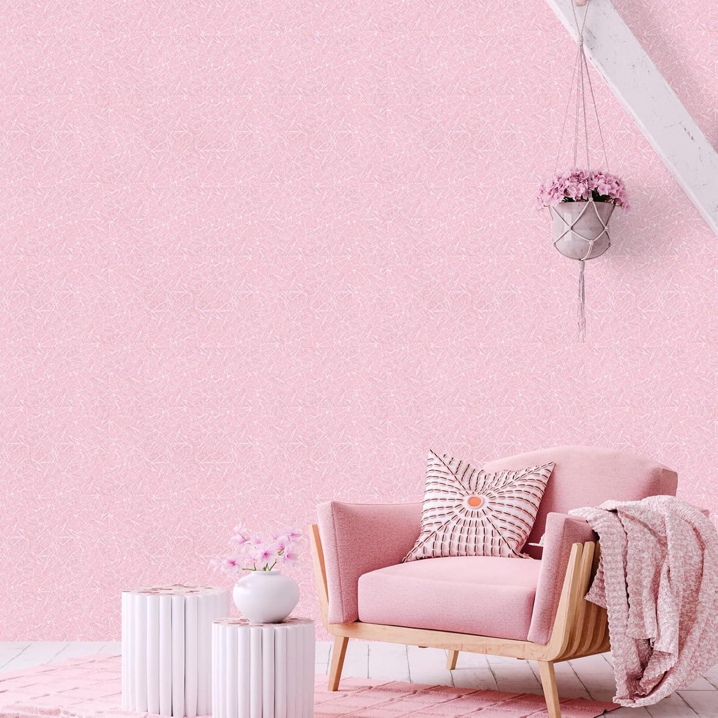Abyssaly 15.7 inch X 118 inch Pink Wallpaper Embossed Self Adhesive Peel and Stick Removable Home Decorative Vinyl Film Cabinet Furniture Countertop Solid Color Shelf Paper Silk