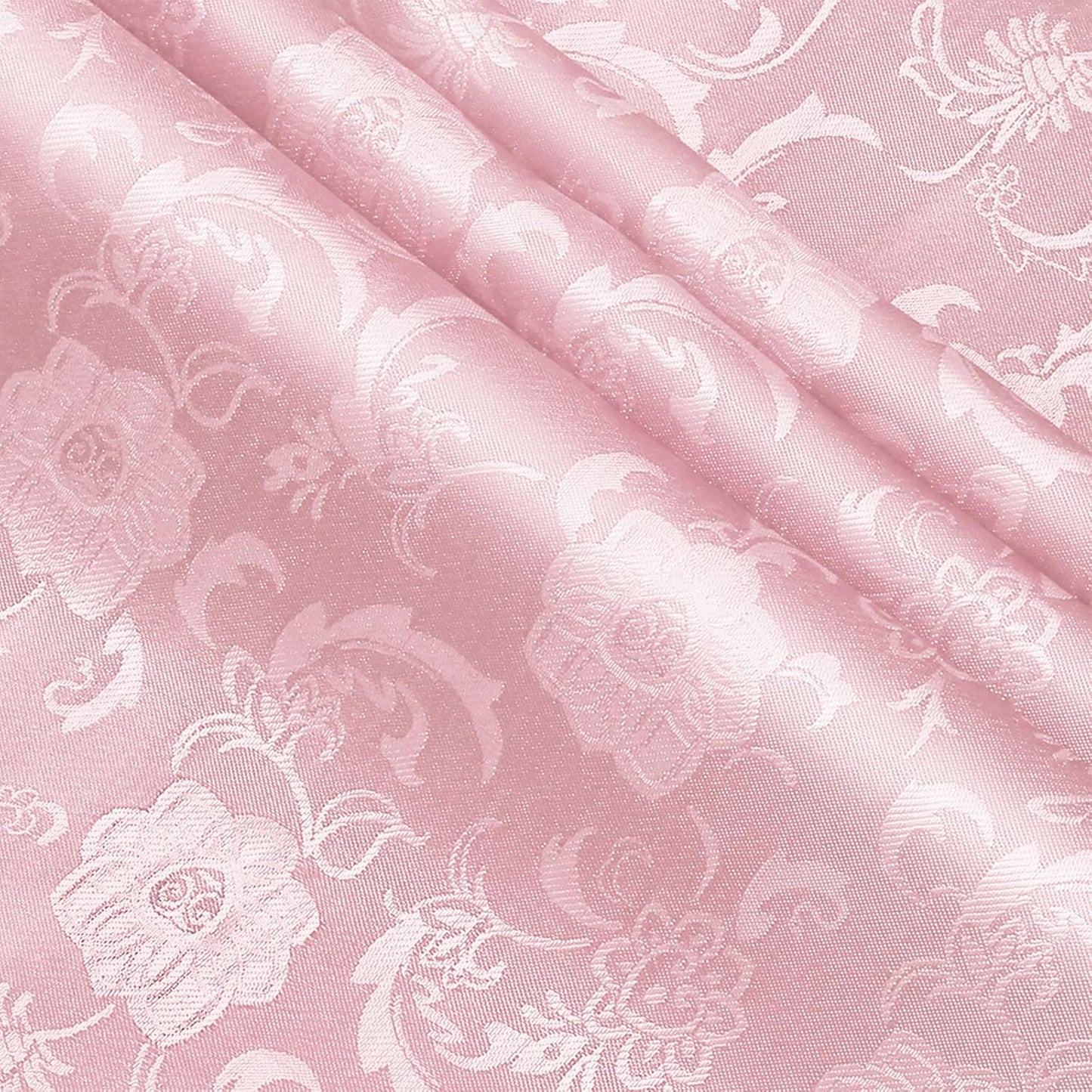 KKJIAF Light Pink Satin Jacquard Fabric - 2 Yard, 60 Inch Wide Shiny Sunflower Pattern Silky Brocade Fabric for Tablecloth, Table Runner, Napkins, Dress, Bedding Sheet, DIY Crafts