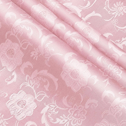 KKJIAF Light Pink Satin Jacquard Fabric - 2 Yard, 60 Inch Wide Shiny Sunflower Pattern Silky Brocade Fabric for Tablecloth, Table Runner, Napkins, Dress, Bedding Sheet, DIY Crafts
