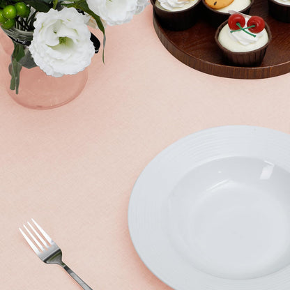 Easy-Going Faux Linen Waterproof Spill-Proof Tablecloth Stain Resistant Round Table Cloth Wrinkle Free Decorative Fabric for Kitchen, Dining, Party, Weddings, Restaurants (60 in-Round, Pink)