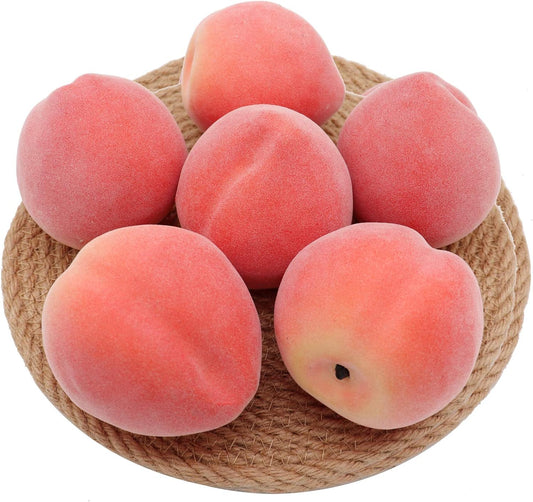 6pcs Artificial Peaches Fake Peaches Artificial Fruits Vivid Peaches for Home Fruit Shop Supermarket Desk Office Restaurant Decorations Or Props