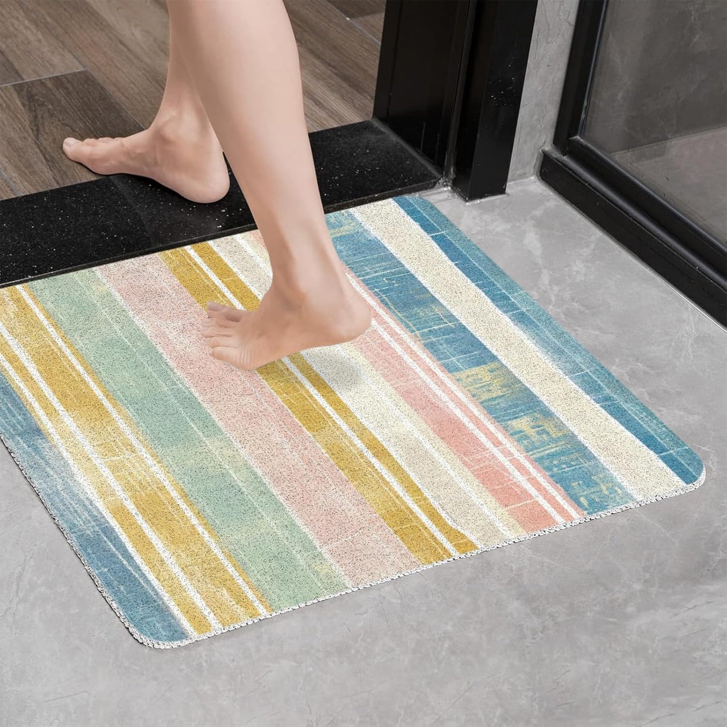 Loofah Shower Mat Bath Mat: 48x24 Inch Square Bath Mat for Inside Shower - Soft Non-Slip - Shower Safety Mat for Bathroom Wet Areas Stall Tub