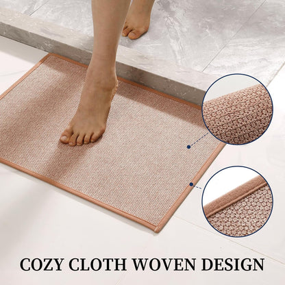 YIHOUSE Pink Bathroom Rugs Sets 2 Piece, Quick Dry Thin Bath Mat with Toilet Rug, Non Slip Absorbent Machine Washable, Bath Rugs for Tub Sink Home Decor (17"x24" + 17.5"x24" U-Shaped)