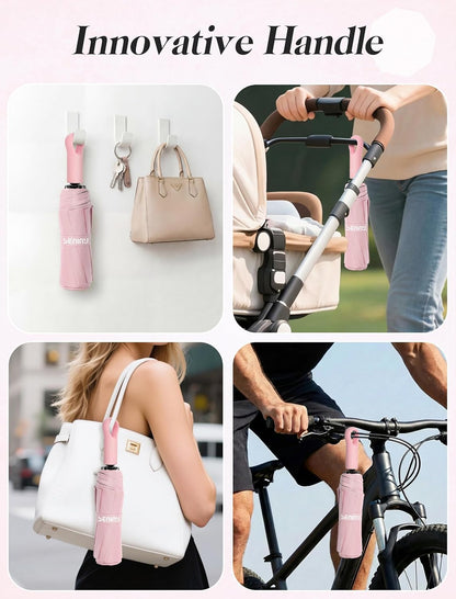 Seniny Umbrellas for Rain with Ring Buckle - Travel Umbrella Compact for Backpack, Car, Walking, Automatic UV Umbrella for Sun Protection, Small Portable & Folding Umbrellas for Windproof, Women Kids