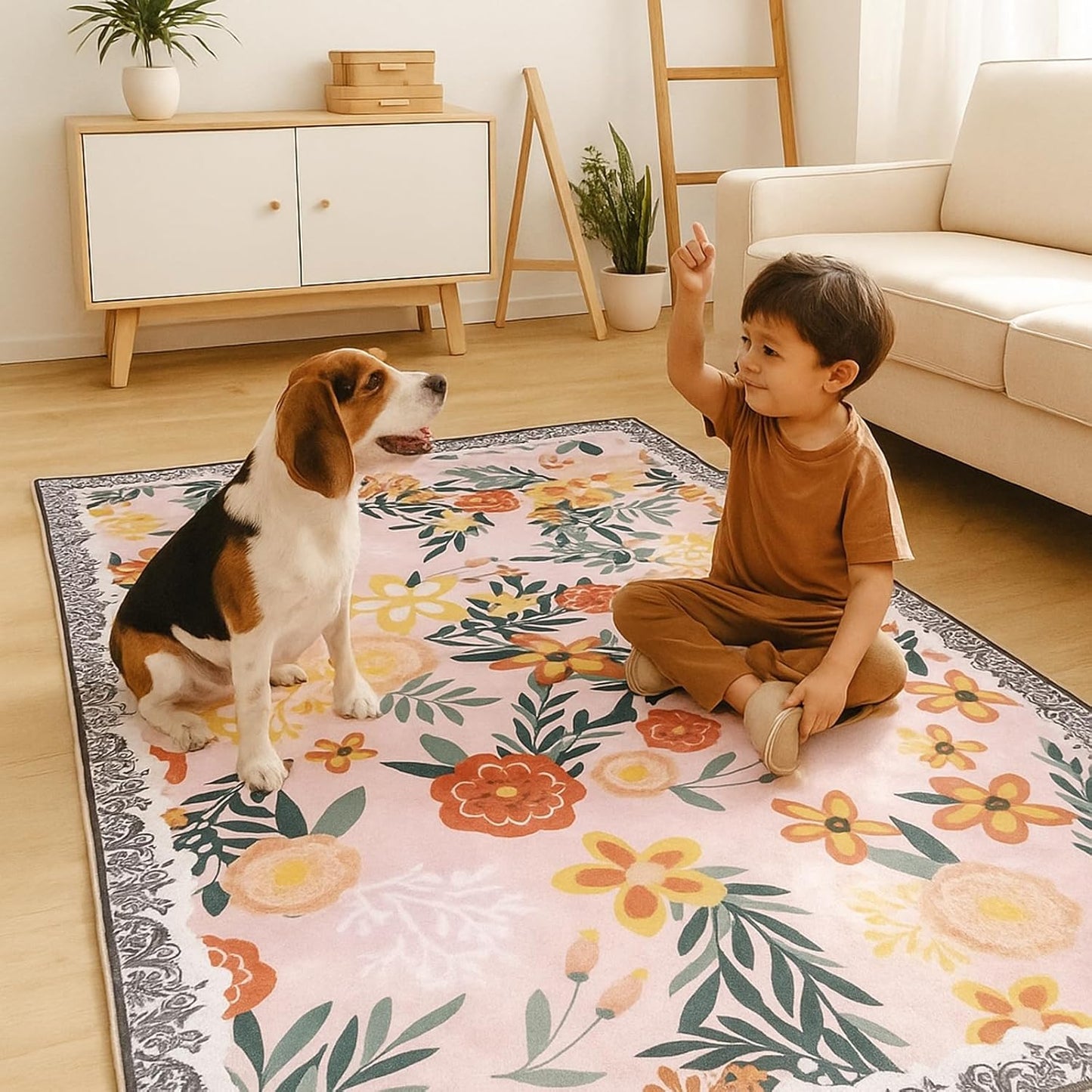 2x3 Entryway Rug, Pink Blush Floral Washable Boho Area Rug, Non-Slip Small Indoor Door Mat for Bathroom, Soft Front Door Throw Carpet, Ideal for Bedroom, Laundry, Hallway, Entrance