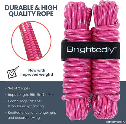 16 FT Double Dutch Jump Rope Set (2 Pack), Long Jump Ropes for Kids or Adults, Knotted Ends for Firmer Grip When Rope Skipping, Portable, Soft, Comfortable, Durable Quality Material