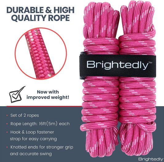 16 FT Double Dutch Jump Rope Set (2 Pack), Long Jump Ropes for Kids or Adults, Knotted Ends for Firmer Grip When Rope Skipping, Portable, Soft, Comfortable, Durable Quality Material