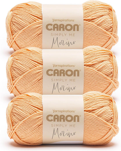 Caron Simply Me Merino Peach Earth Yarn - 3 Pack of 100g/3.5oz - 50% Acrylic, 50% Merino Wool - #3 DK (Light) - 215 Yards - Knitting/Crochet