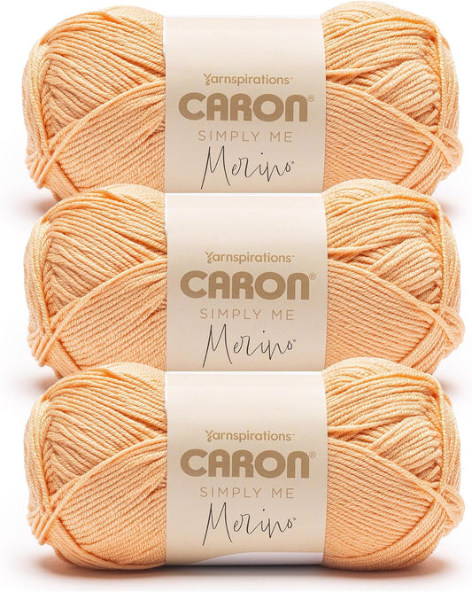 Caron Simply Me Merino Peach Earth Yarn - 3 Pack of 100g/3.5oz - 50% Acrylic, 50% Merino Wool - #3 DK (Light) - 215 Yards - Knitting/Crochet