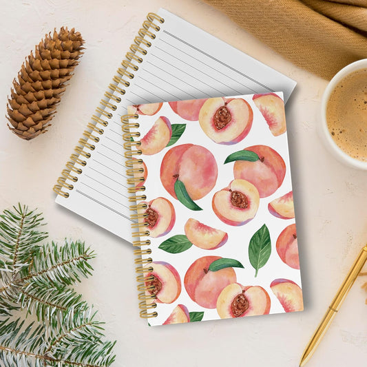 Summer Cute Peach Journal Notebook - Aesthetic Preppy Peach Notebooks College Ruled for Work School, Gifts for Girls, Office Supplies, Hardcover Spiral Notebook 5.5"x8.3"