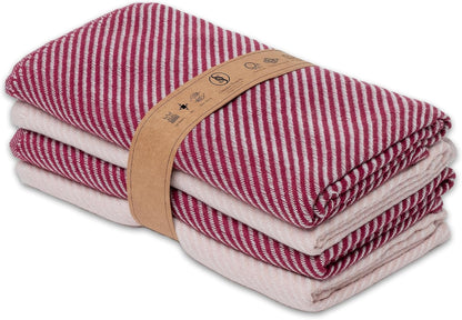 Ossano Cute Kitchen Towels - 4 Pack, (20" x 30") - Elegant & Pretty - Versatile as, Cute Hand Towels, Decorative Kitchen Towel, Dishcloths, Pretty Dish Towel, Burgundy and Powder Pink