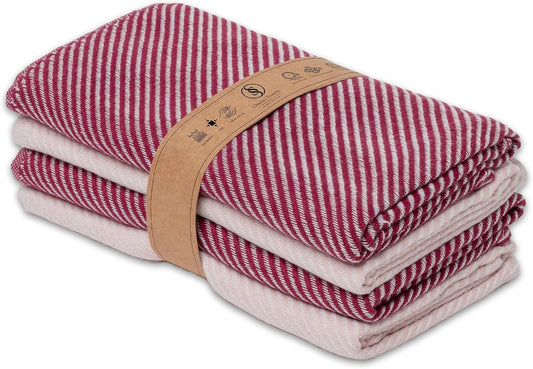 Ossano Cute Kitchen Towels - 4 Pack, (20" x 30") - Elegant & Pretty - Versatile as, Cute Hand Towels, Decorative Kitchen Towel, Dishcloths, Pretty Dish Towel, Burgundy and Powder Pink