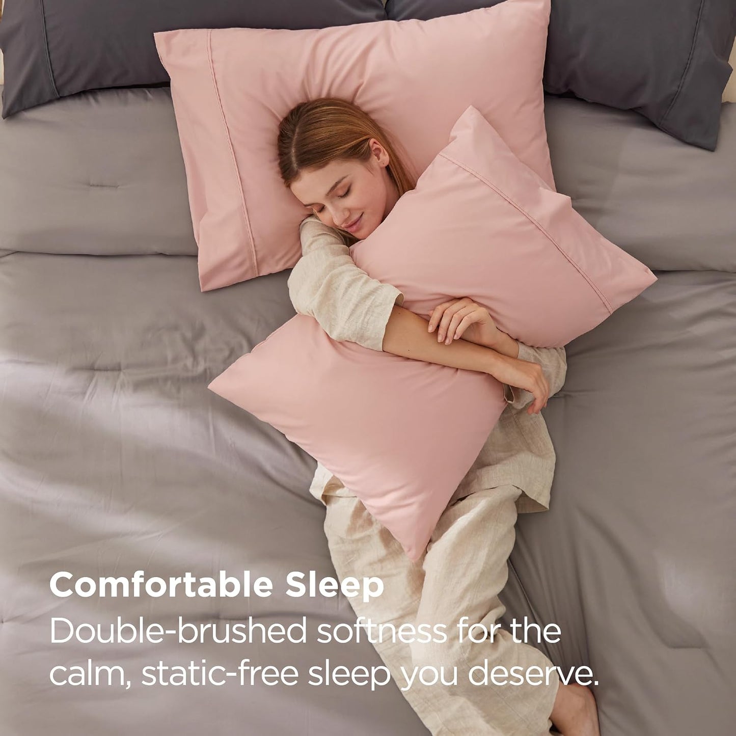 Bedsure Pillow Cases Standard Size Set of 2 - Blush Pink Brushed Microfiber Pillowcases, Super Soft and Cozy Pillow Case Covers with Envelope Closure for Kids, Wrinkle, Fade Resistant, 20x26 Inches