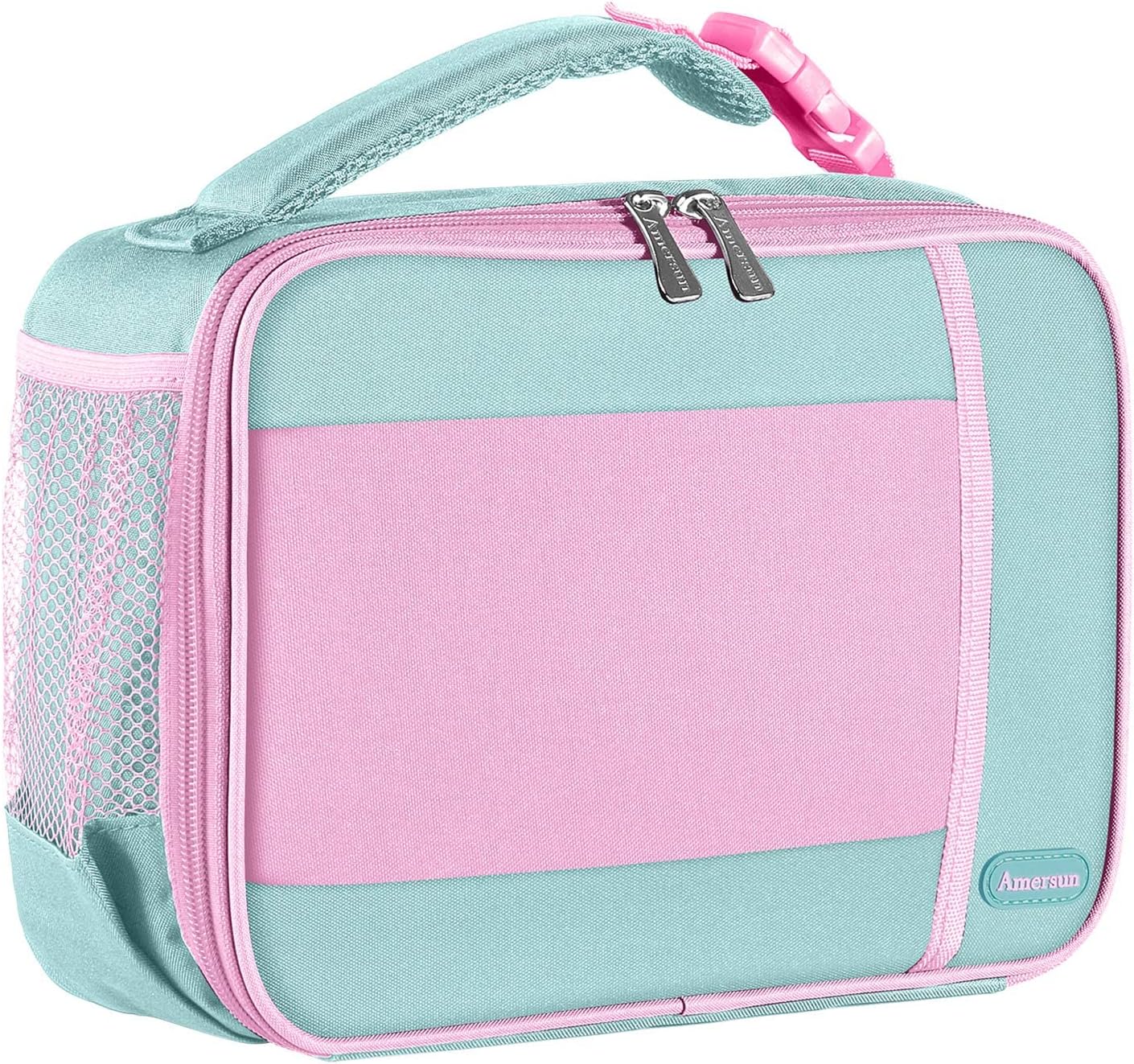 Kids Insulated Lunch Box, Lunch cooler with Water Bottle Holder, Keep Food Warm Cold School Lunch Bag for Kids Teen Girls Boys, Lunch Tote Bag for Children, Light Pink New