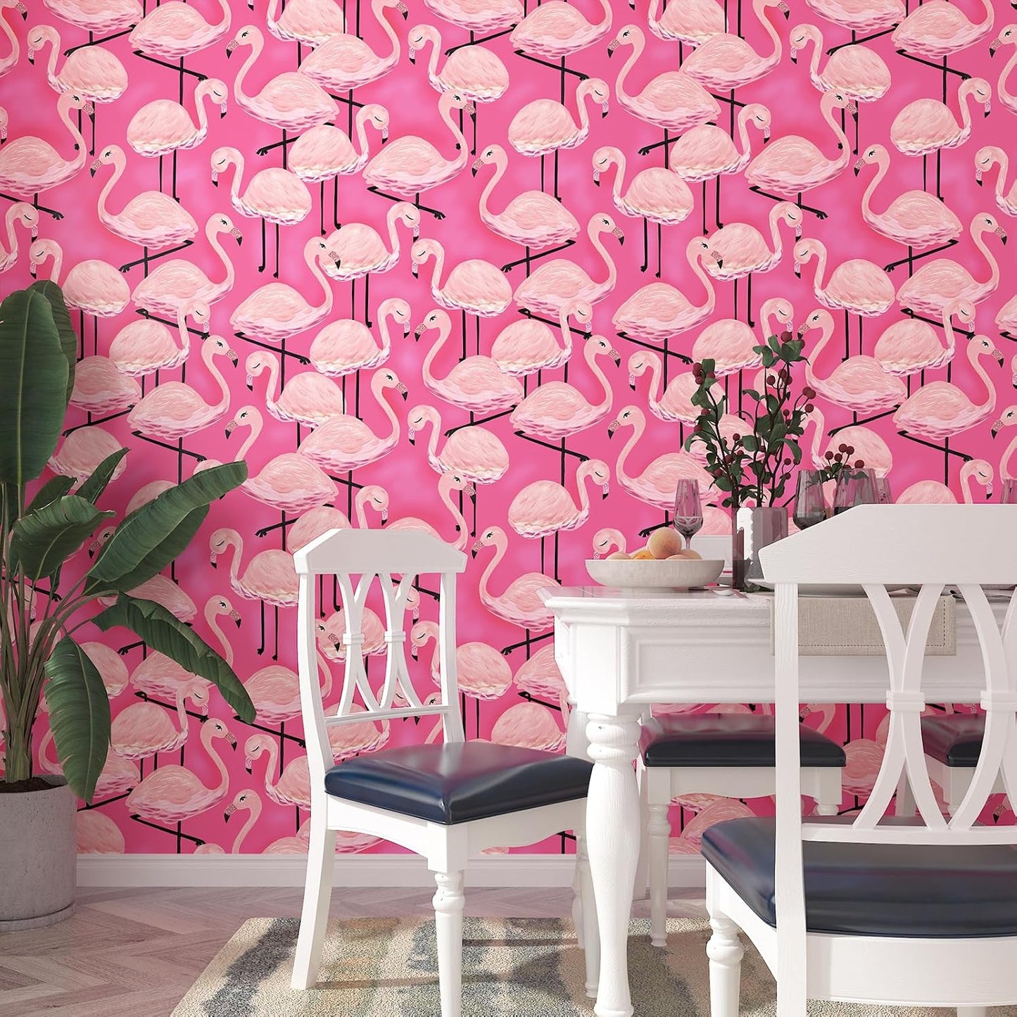 Pink Flamingo Wallpaper Peel and Stick Animal Wallpaper Pink 17.5"X120" Self Adhesive Wall Paper Peel and Stick Modern Watercolor Flamingo Contact Paper for Cabinets and Drawers Living Room