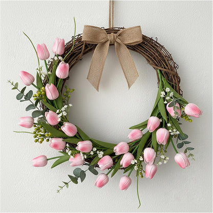 18pcs Artificial Tulips 13" PU Artificial Flowers for Family Friends Gifts DIY Flower Arrangement Home Kitchen Office Party Wedding Dining Table Decoration, Light Pink