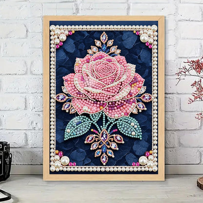 LAKEQUILL Pink Roses Special Shaped 5D DIY Partial Drill Pearl Dots Gem Art Kits 11.81x15.74inch Pearl Paintings Gem Art for Adults Beginners Home Decor (Pink Roses)