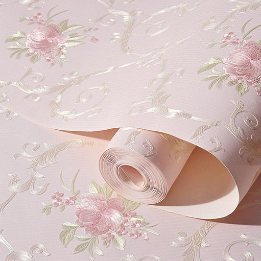 Vintage 3D Floral Peel and Stick Wallpaper, Embossed Flower Damask Wallpaper, Self Adhesive Non-Woven Decorative Wallcoverings for Bedroom Living Room Wall 20.8" x 118"
