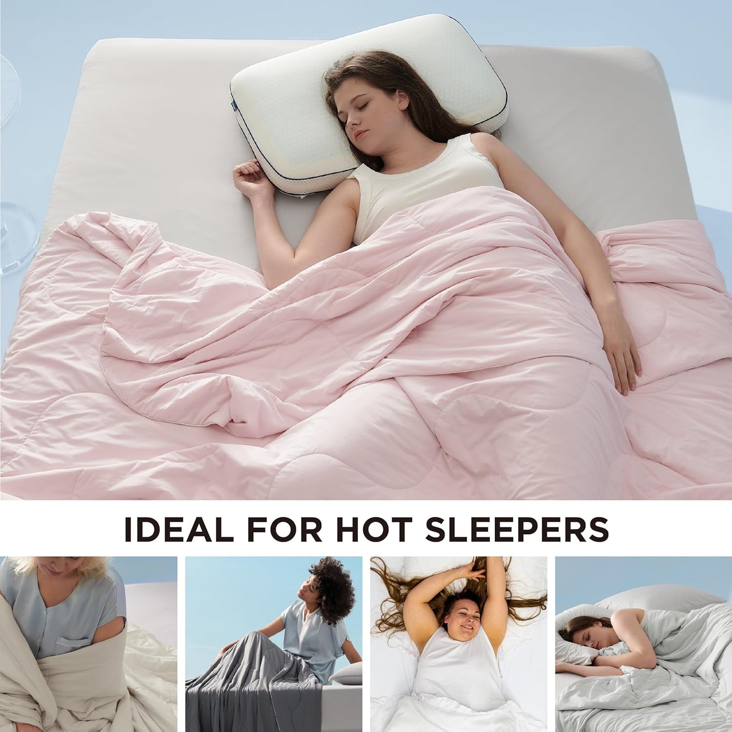 Bedsure Cooling Blankets for Hot Sleepers - Cooling Comforter, Cold Summer Blanket Twin Size for Bed, Ice Breathable and Lightweight Gift for Night Sweats, Pink, 60x80 Inches