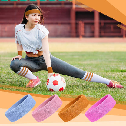 Hillban Sweatband and Stripe Sock Set Neno Wrist Sweat Band Sport Headband Wristband for Men Women 80s Party Accessories