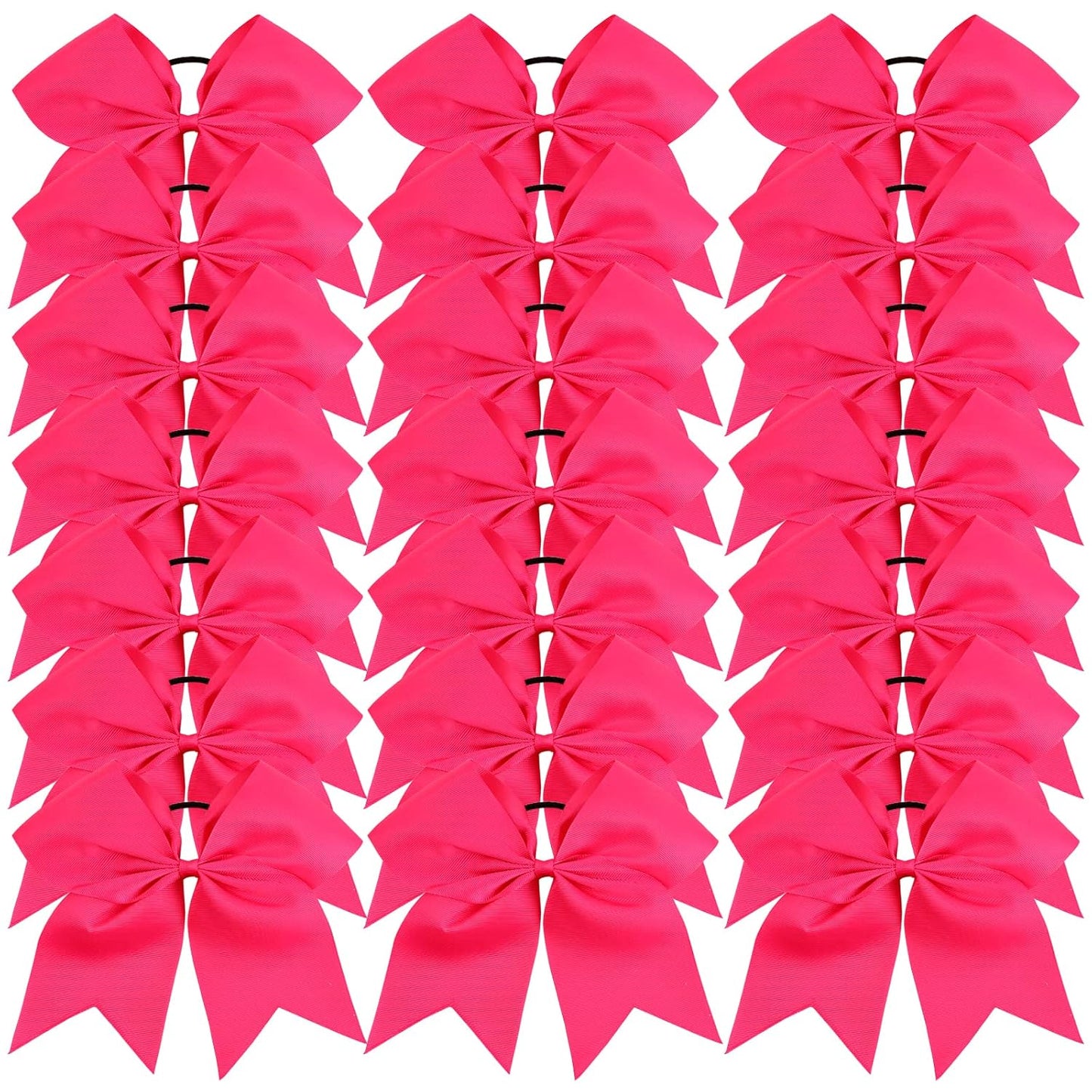Oaoleer 21PCS 8" Large Cheer Bows Rose Pink Bows Jumbo Cheerleader Bow with Ponytail Holder Elastic Band Handmade for Cheerleading Teen Girls College Sports