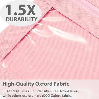 SPACEMATE Binder Pencil Pouch Case Box Bag for 3 Ring Binder School Supplies Girls Boys Kids, Clear Preppy Stuff Large Aesthetic Pen Organizer, Back to College Stationary, 1 Pack, Light Pink