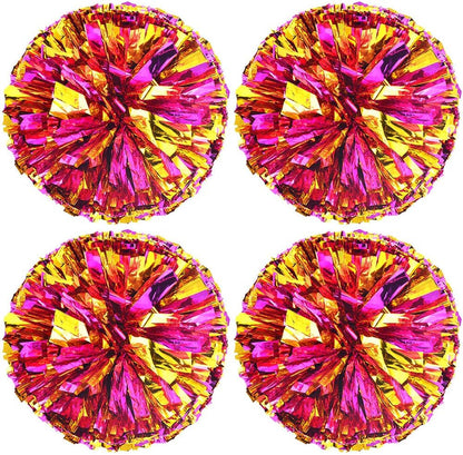 Springen Cheerleading Pom Poms, Cheerleading Metallic Foil & Plastic Ring Pom Poms for Cheer Sport Kids Adults Team Spirit Cheering