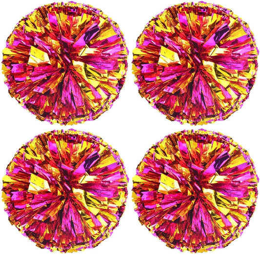 Springen Cheerleading Pom Poms, Cheerleading Metallic Foil & Plastic Ring Pom Poms for Cheer Sport Kids Adults Team Spirit Cheering