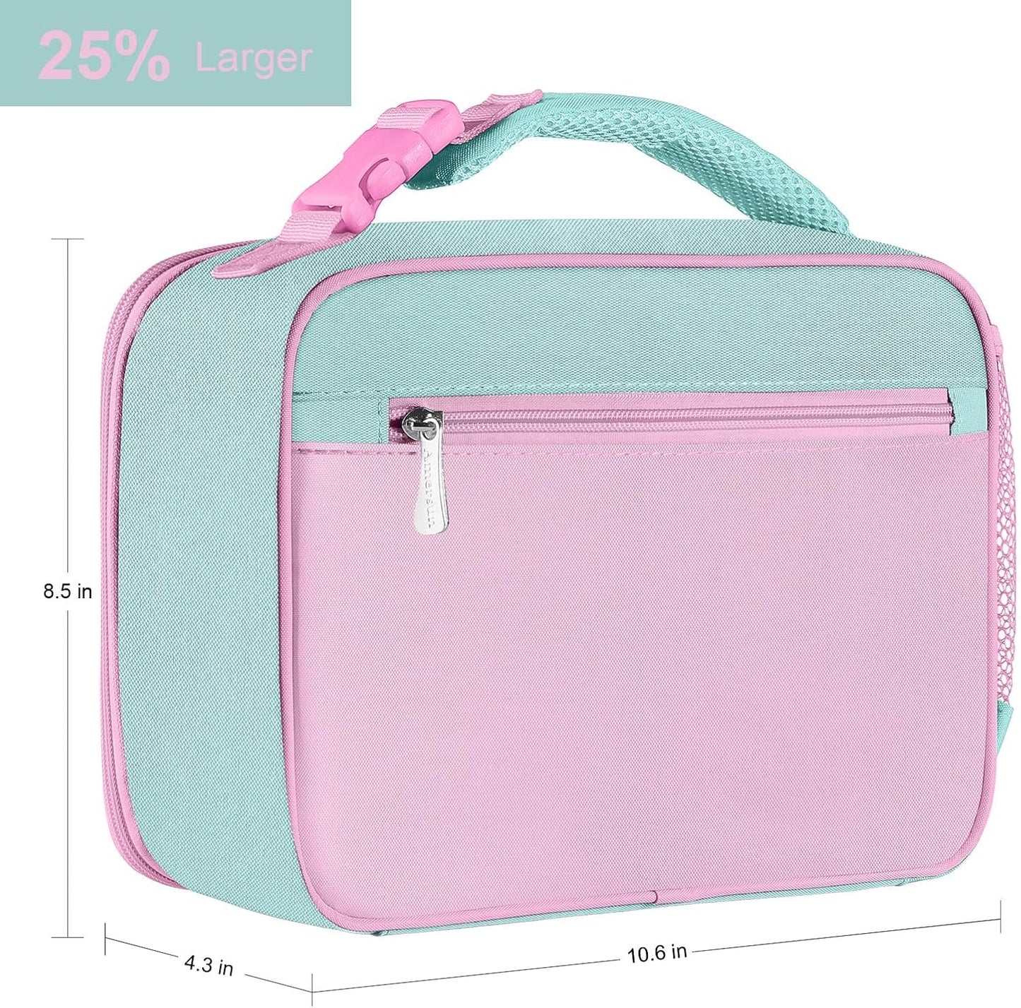 Kids Insulated Lunch Box, Lunch cooler with Water Bottle Holder, Keep Food Warm Cold School Lunch Bag for Kids Teen Girls Boys, Lunch Tote Bag for Children, Light Pink New