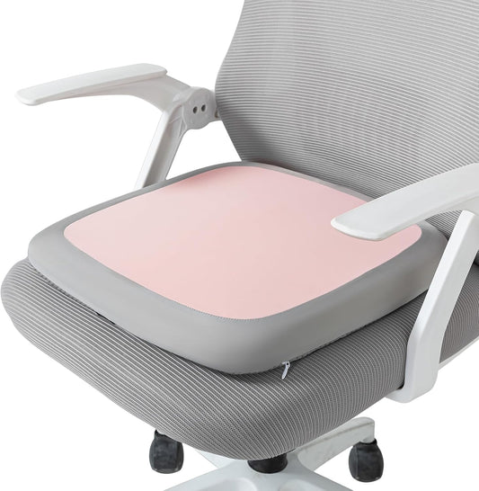SheRest Office Chair Cushion with Straps, Memory Foam Seat Cushion with Removable Cover, Suitable for Office Chairs, Car Seats, and Airplane Seats, Pink, Large