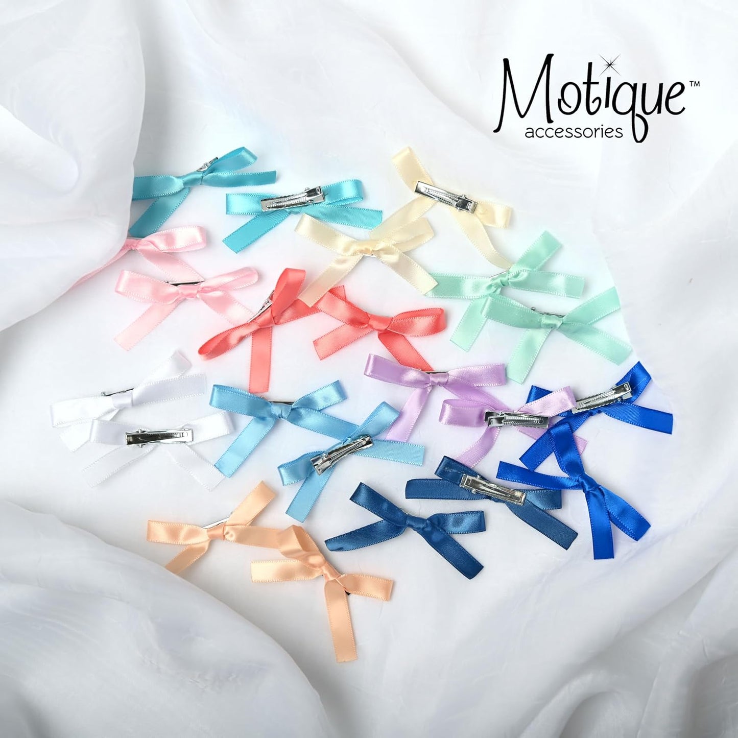 2.5 Inch Small Satin Hair Bows - Set of 2 (Light Pink)