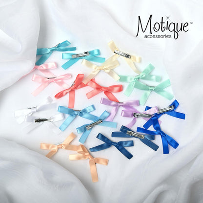 2.5 Inch Small Satin Hair Bows - Set of 2 (Light Pink)
