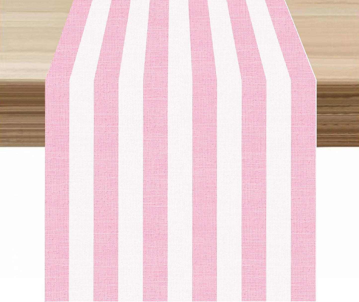 Stripe Table Runner Vertical Pink White Stripe Pattern for Indoor Outdoor Party Dinner Festival Farmhouse Holiday Dining Room Home Kitchen Restaurant, 13x36in