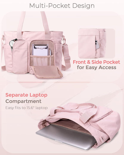 Marscamd Nurse Tote Bag with Crossbody Strap, 9-Pocket Clinical Bag for Nursing Students