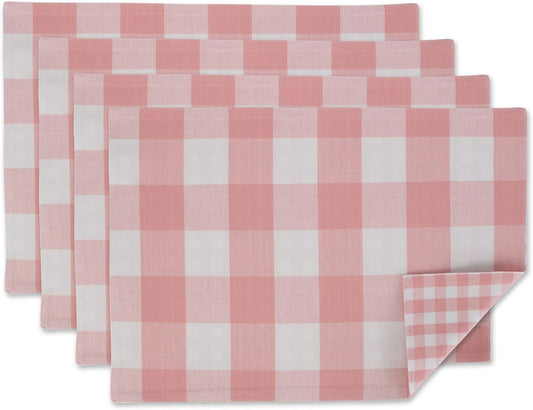 DII Gingham Check Tabletop Collection, Pink, Placemat Set