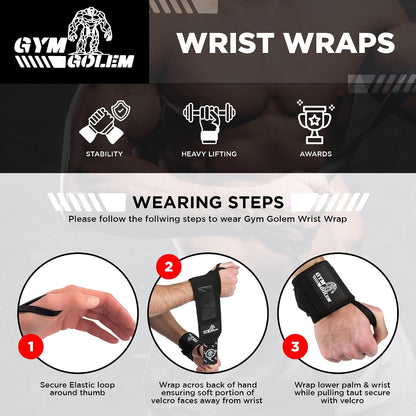 Wrist Wraps - 18-Inch Premium Support Wraps with Thumb Loop for Powerlifting, Bodybuilding, CrossFit & Shot Put (1 Pair)