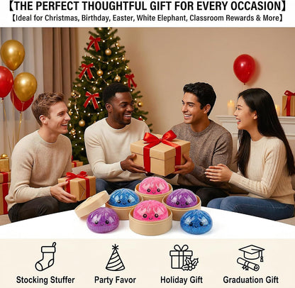1PCS Dumpling Glitter Stress Ball, Cute Squishy Toys for Kids – 3.94" Squishy Stress Sugar Balls for Adults, Squeeze Sensory Toys (Two Pink Styles; one Will be Selected at Random).