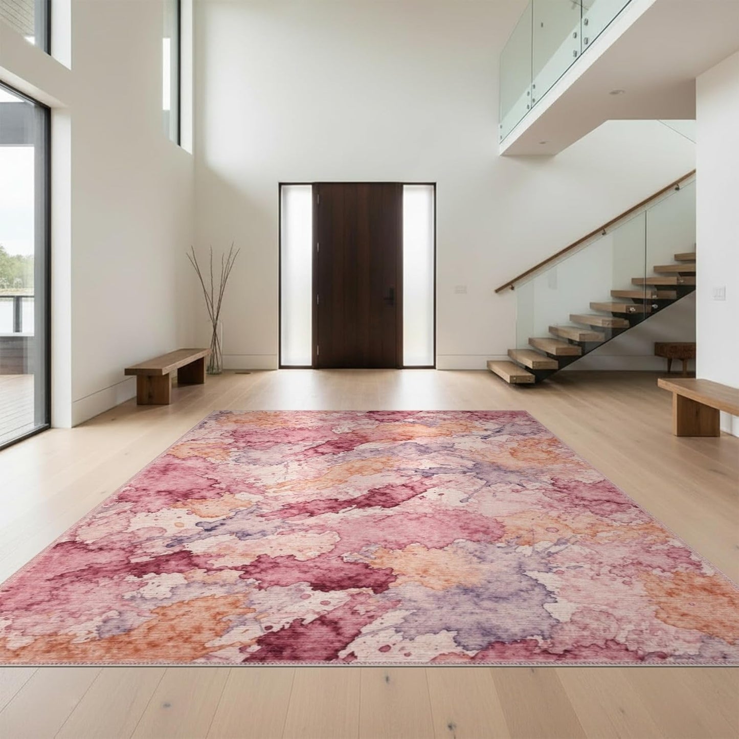Design&I 4'x6' Machine Wash Ready Abstract Abstract Area Rug, Peach Chair-Friendly & Snag-Free Skid-Resistant Medium Carpet for Home Office, Gaming Room, Under Desk | 2167545