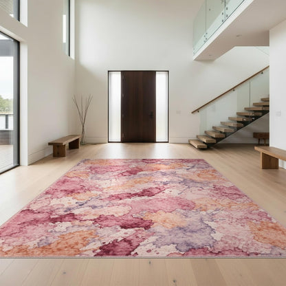 Design&I 4'x6' Machine Wash Ready Abstract Abstract Area Rug, Peach Chair-Friendly & Snag-Free Skid-Resistant Medium Carpet for Home Office, Gaming Room, Under Desk | 2167545