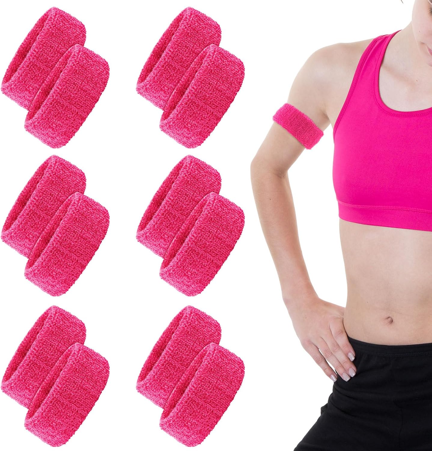Lewtemi 12 Pieces Bicep Bands for Men, Arm Sweatbands, Sports Armbands for Football, Basketball & Running, Soft Stretchy Sweat Absorbing, 1 Inch