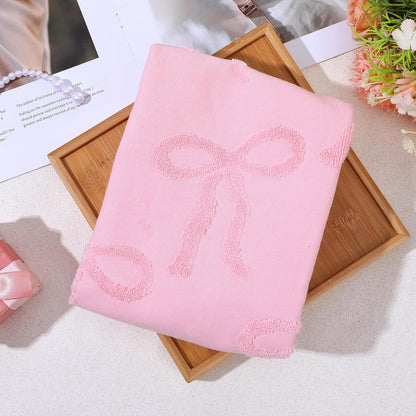 Kifmurase 2PCS Pink Hand Towels for Girl Bathroom Decor, Pink Bow Face Towels Cotton Soft Absorbent Decorative Jacquard Facecloth, Cute Bath Towel for Kitchen Bathroom Decor, 29.5 × 13 inch