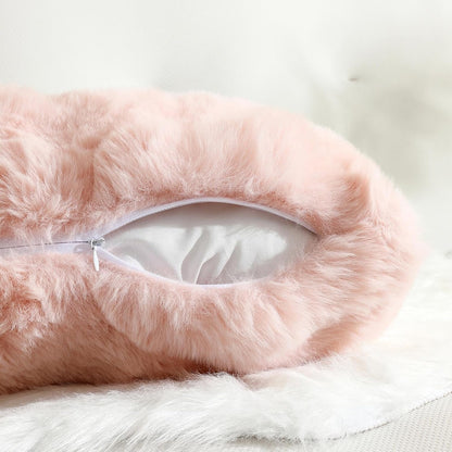 linmopm Excluding Insert Faux Rabbit Fur Bubble Pack of 2 Throw Pillow Cover Double Side 18x18 Inch Pink Thick Plush Dense Fuzzy Decorative Cushion Covers for Couch Bedroom
